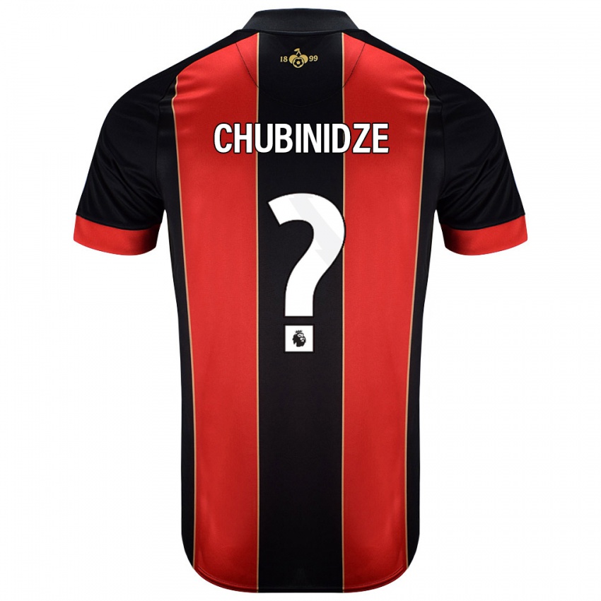 Niño Camiseta George Chubinidze #0 Rojo Negro 1ª Equipación 2024/25 La Camisa