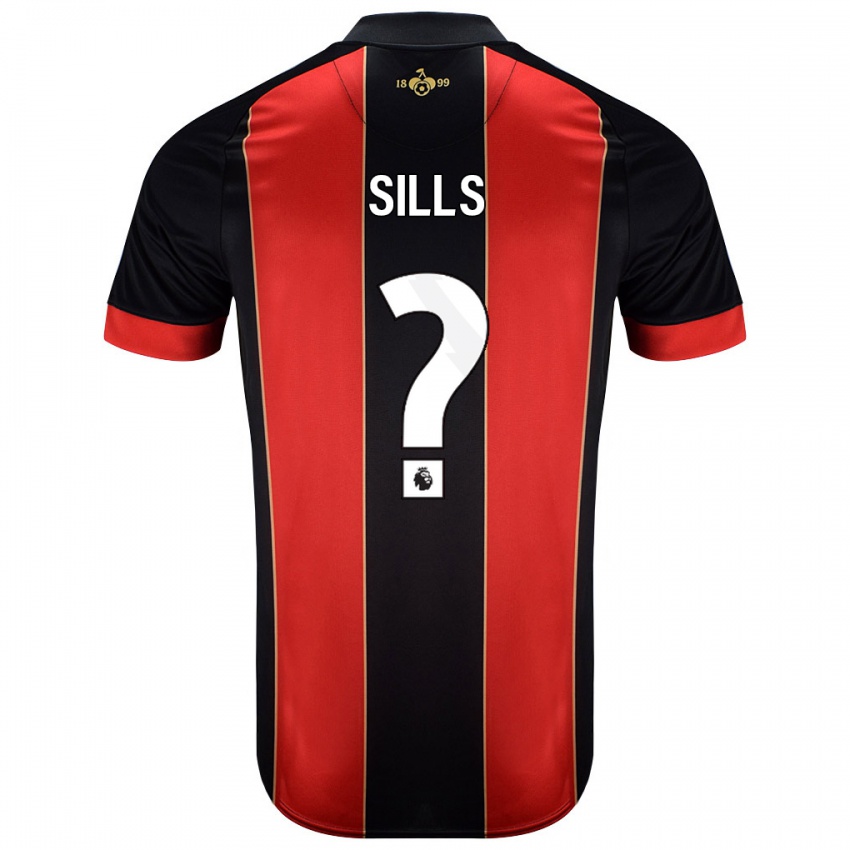 Niño Camiseta Ethan Sills #0 Rojo Negro 1ª Equipación 2024/25 La Camisa