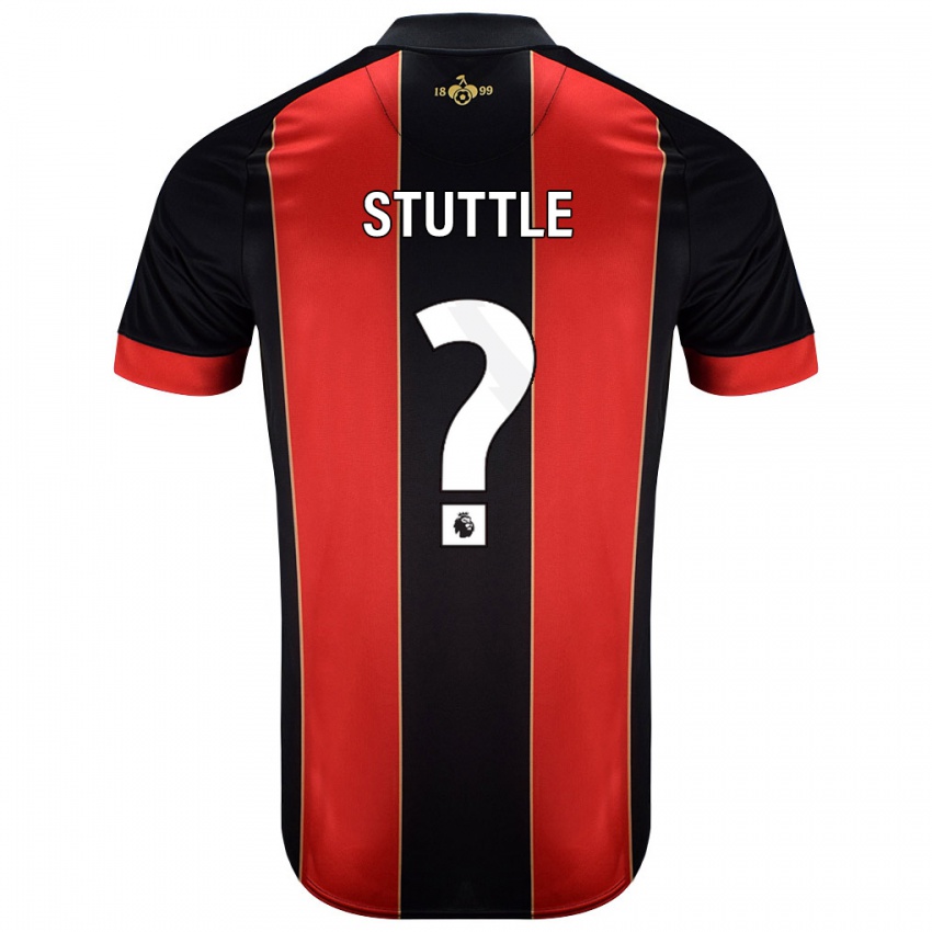 Niño Camiseta Jonny Stuttle #0 Rojo Negro 1ª Equipación 2024/25 La Camisa