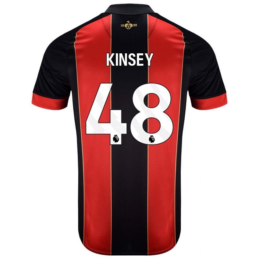 Niño Camiseta Max Kinsey #48 Rojo Negro 1ª Equipación 2024/25 La Camisa