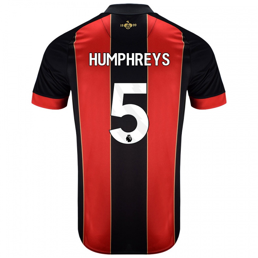 Niño Camiseta Holly Humphreys #5 Rojo Negro 1ª Equipación 2024/25 La Camisa