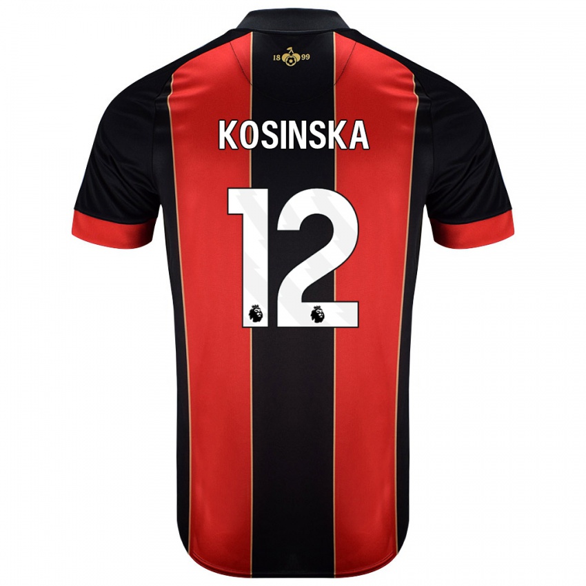 Niño Camiseta Daniela Kosinska #12 Rojo Negro 1ª Equipación 2024/25 La Camisa