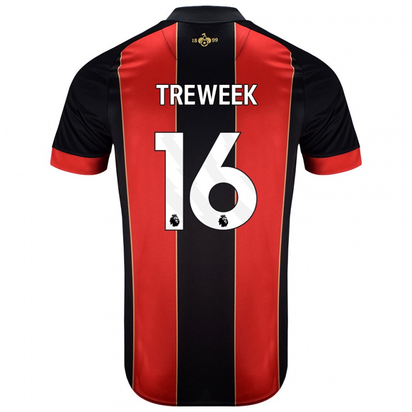 Niño Camiseta Jess Treweek #16 Rojo Negro 1ª Equipación 2024/25 La Camisa