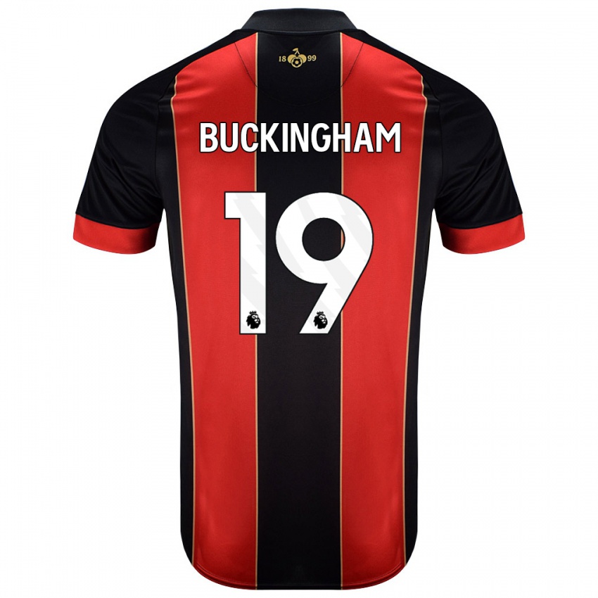 Niño Camiseta Alisha Buckingham #19 Rojo Negro 1ª Equipación 2024/25 La Camisa