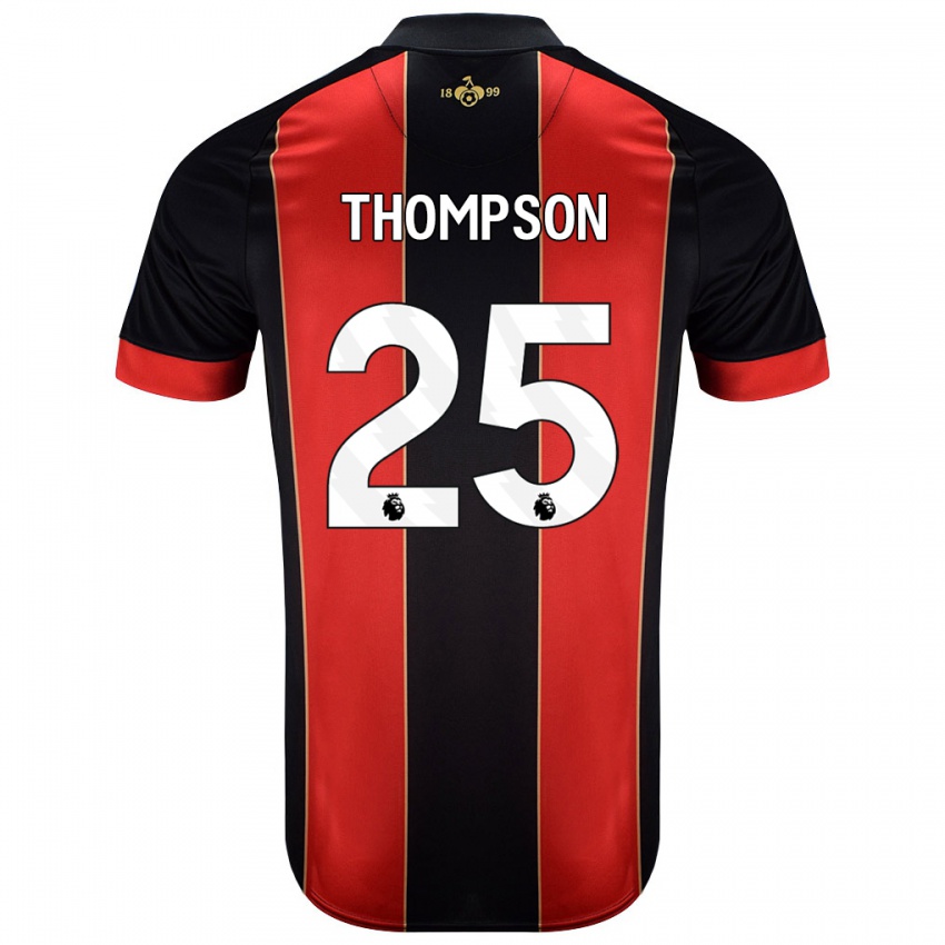 Niño Camiseta Kenni Thompson #25 Rojo Negro 1ª Equipación 2024/25 La Camisa