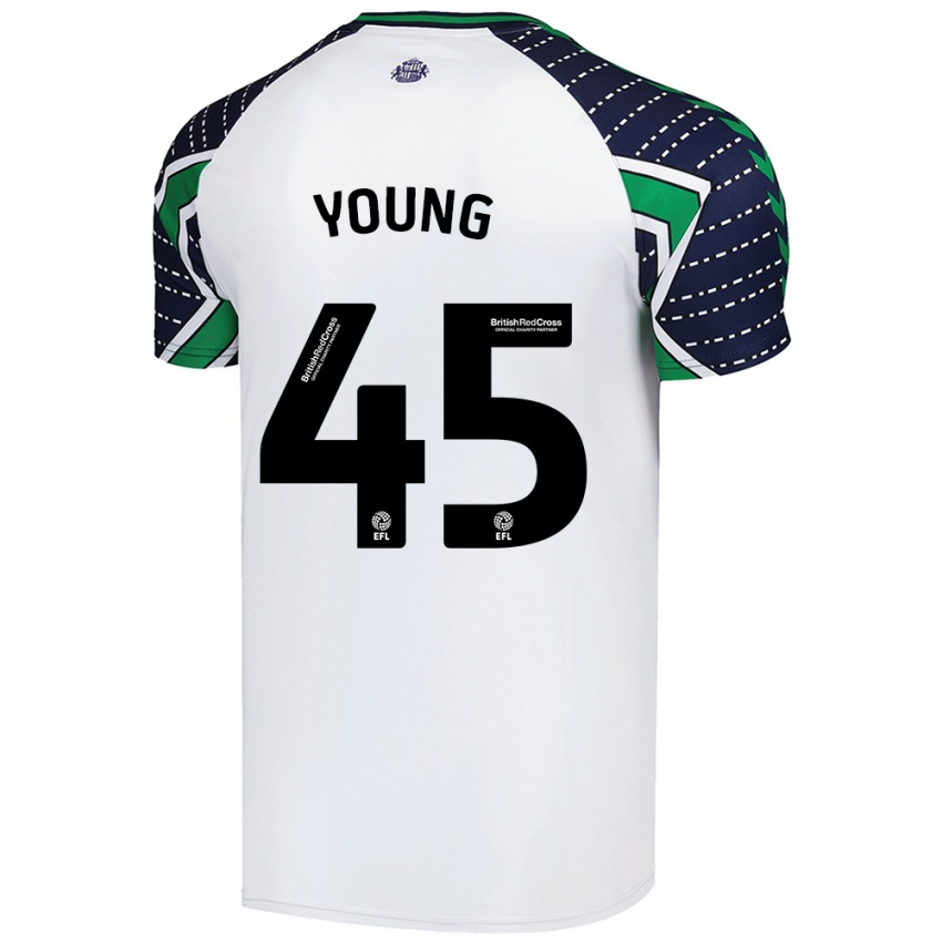 Niño Camiseta Matthew Young #45 Blanco 2ª Equipación 2024/25 La Camisa