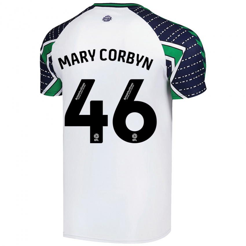 Niño Camiseta Mary Corbyn #46 Blanco 2ª Equipación 2024/25 La Camisa