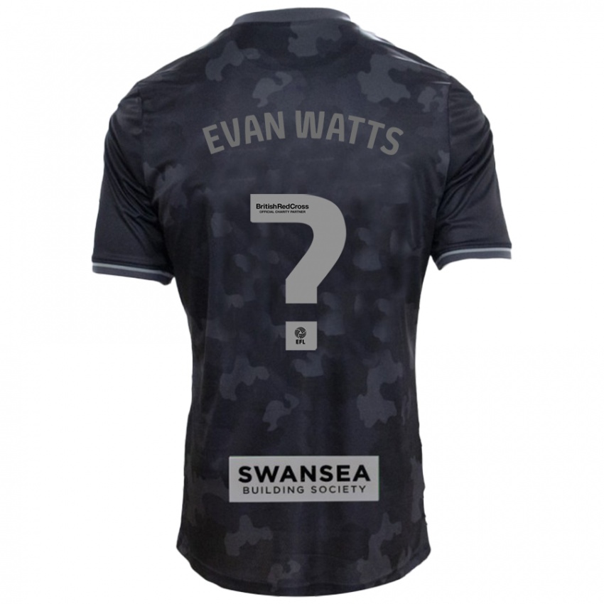 Niño Camiseta Evan Watts #0 Negro 2ª Equipación 2024/25 La Camisa