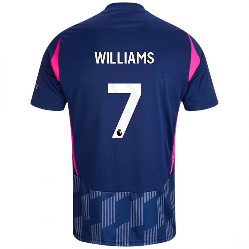 Niño Camiseta Neco Williams #7 Azul Real Rosa 2ª Equipación 2024/25 La Camisa