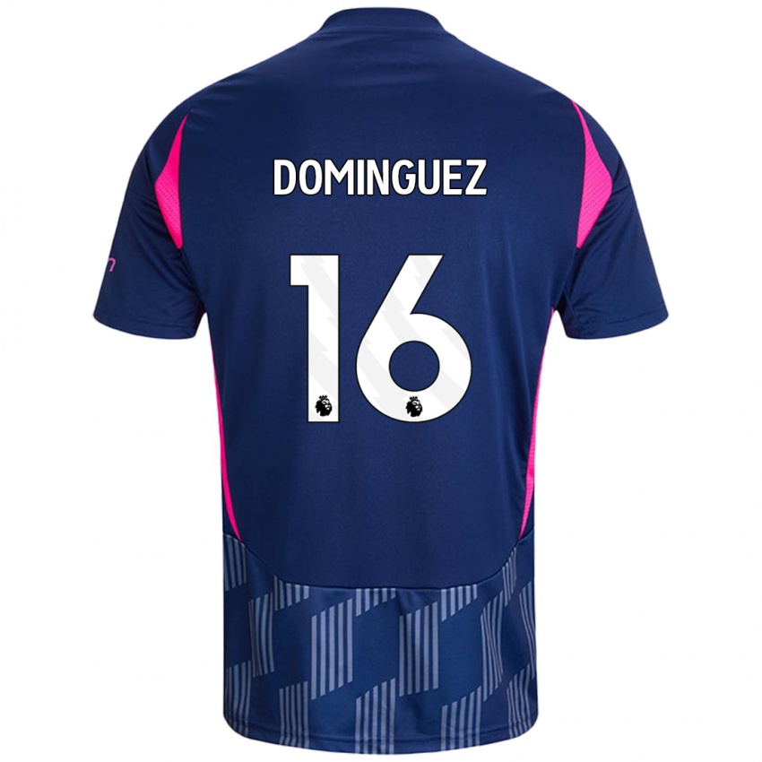 Niño Camiseta Nicolás Domínguez #16 Azul Real Rosa 2ª Equipación 2024/25 La Camisa