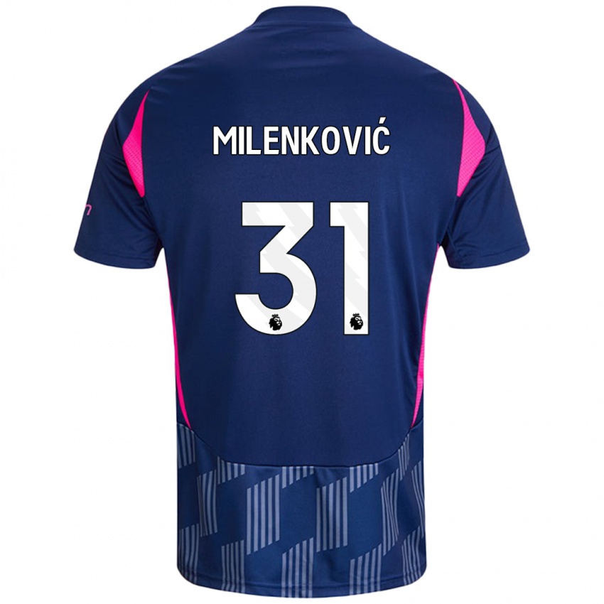 Niño Camiseta Nikola Milenković #31 Azul Real Rosa 2ª Equipación 2024/25 La Camisa