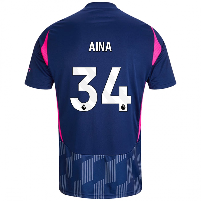 Niño Camiseta Ola Aina #34 Azul Real Rosa 2ª Equipación 2024/25 La Camisa