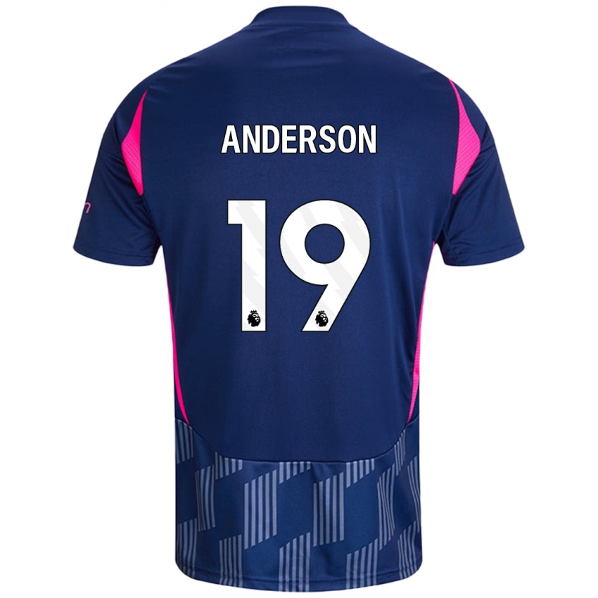 Niño Camiseta Becky Anderson #19 Azul Real Rosa 2ª Equipación 2024/25 La Camisa