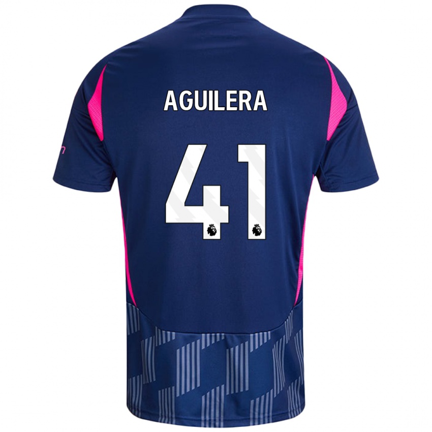 Niño Camiseta Brandon Aguilera #41 Azul Real Rosa 2ª Equipación 2024/25 La Camisa