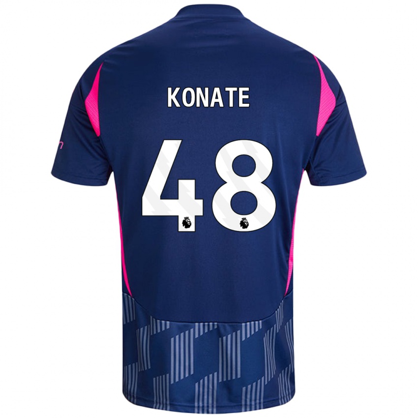 Niño Camiseta Ateef Konaté #48 Azul Real Rosa 2ª Equipación 2024/25 La Camisa