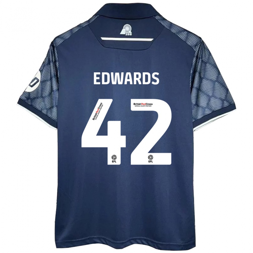 Niño Camiseta Callum Edwards #42 Negro 2ª Equipación 2024/25 La Camisa