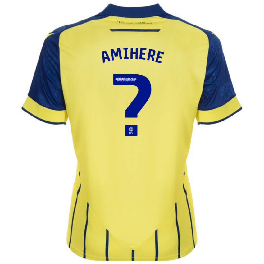 Niño Camiseta Iddrisa Dauda Amihere #0 Amarillo Azul 2ª Equipación 2024/25 La Camisa