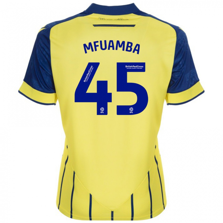 Niño Camiseta Kevin Mfuamba #45 Amarillo Azul 2ª Equipación 2024/25 La Camisa