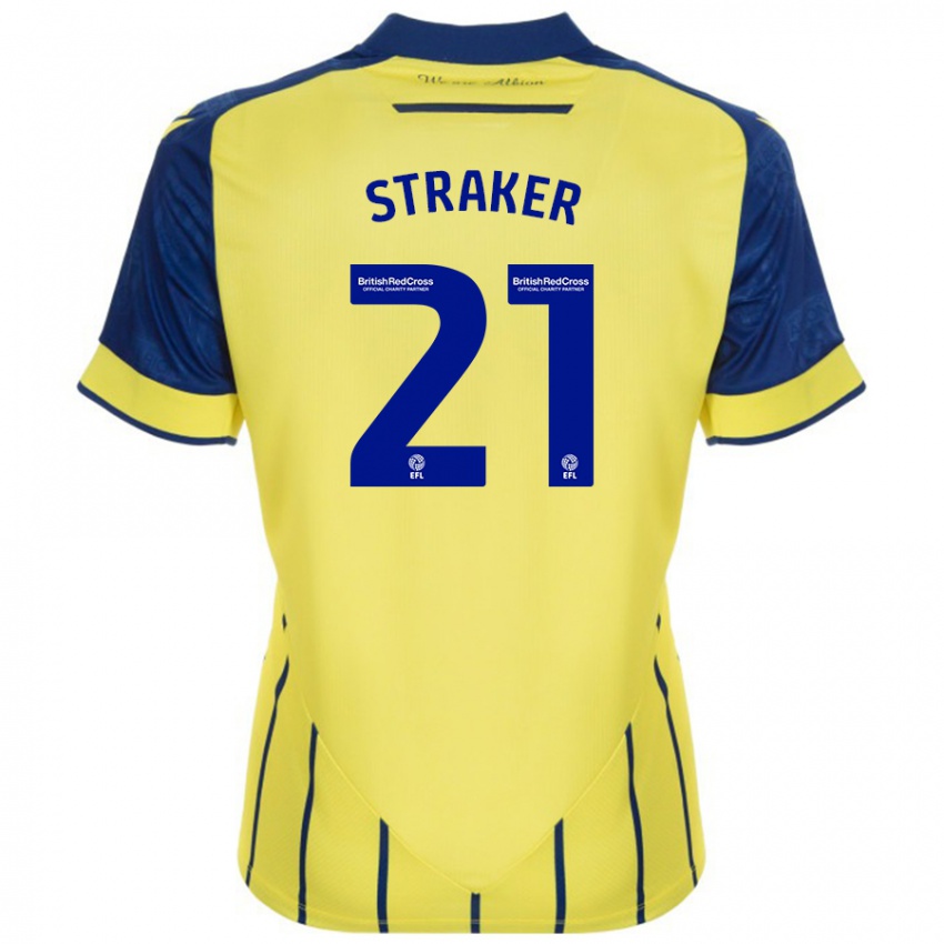 Niño Camiseta Jannelle Straker #21 Amarillo Azul 2ª Equipación 2024/25 La Camisa