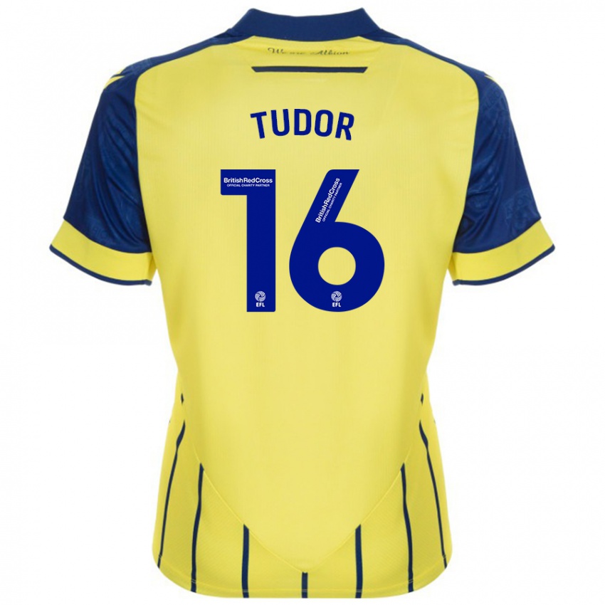 Niño Camiseta Sophie Tudor #16 Amarillo Azul 2ª Equipación 2024/25 La Camisa