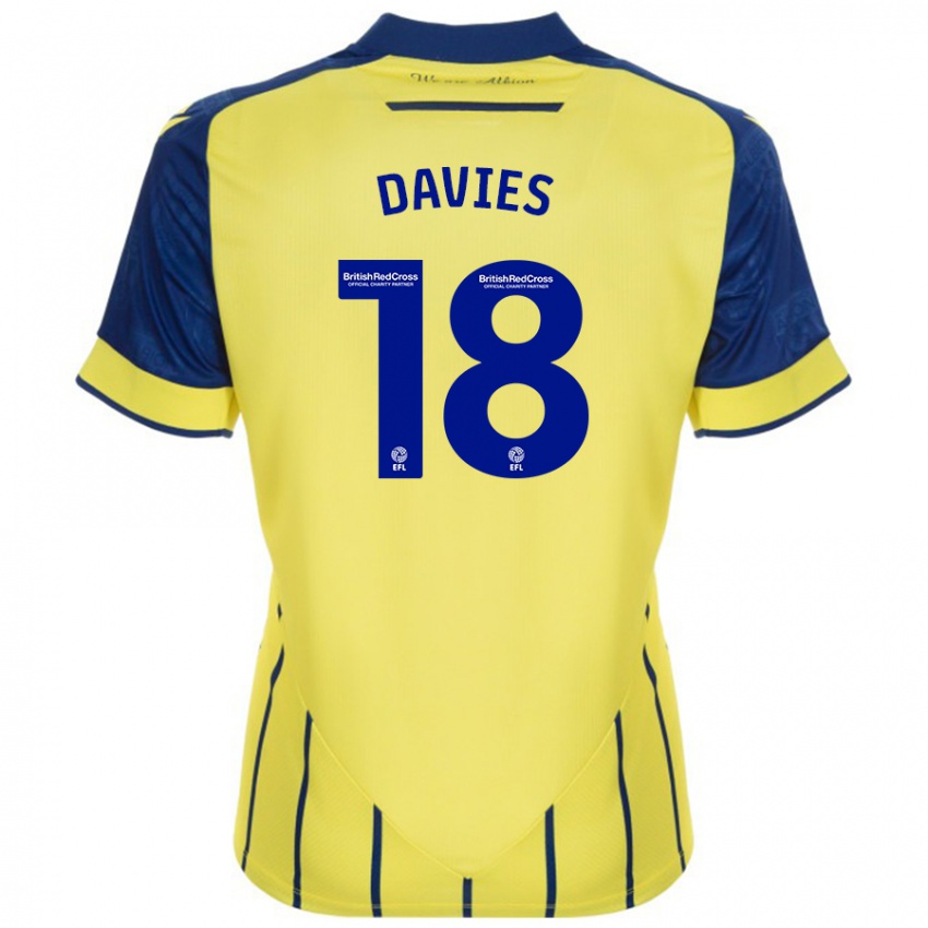 Niño Camiseta Jessica Davies #18 Amarillo Azul 2ª Equipación 2024/25 La Camisa