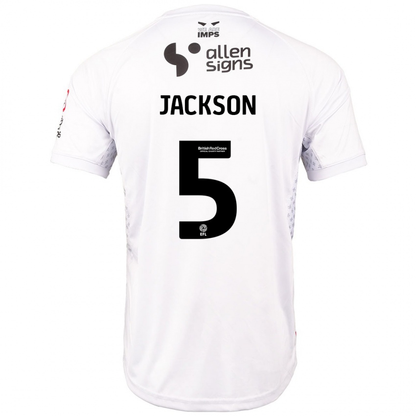 Niño Camiseta Adam Jackson #5 Rojo Blanco 2ª Equipación 2024/25 La Camisa