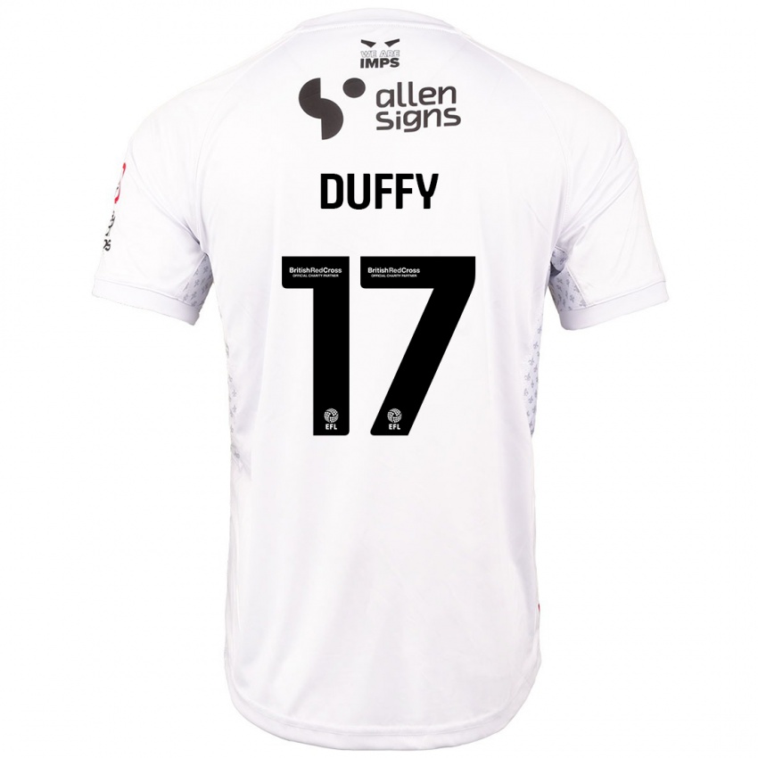 Niño Camiseta Dylan Duffy #17 Rojo Blanco 2ª Equipación 2024/25 La Camisa