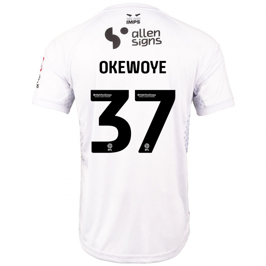 Niño Camiseta Gbolahan Okewoye #37 Rojo Blanco 2ª Equipación 2024/25 La Camisa