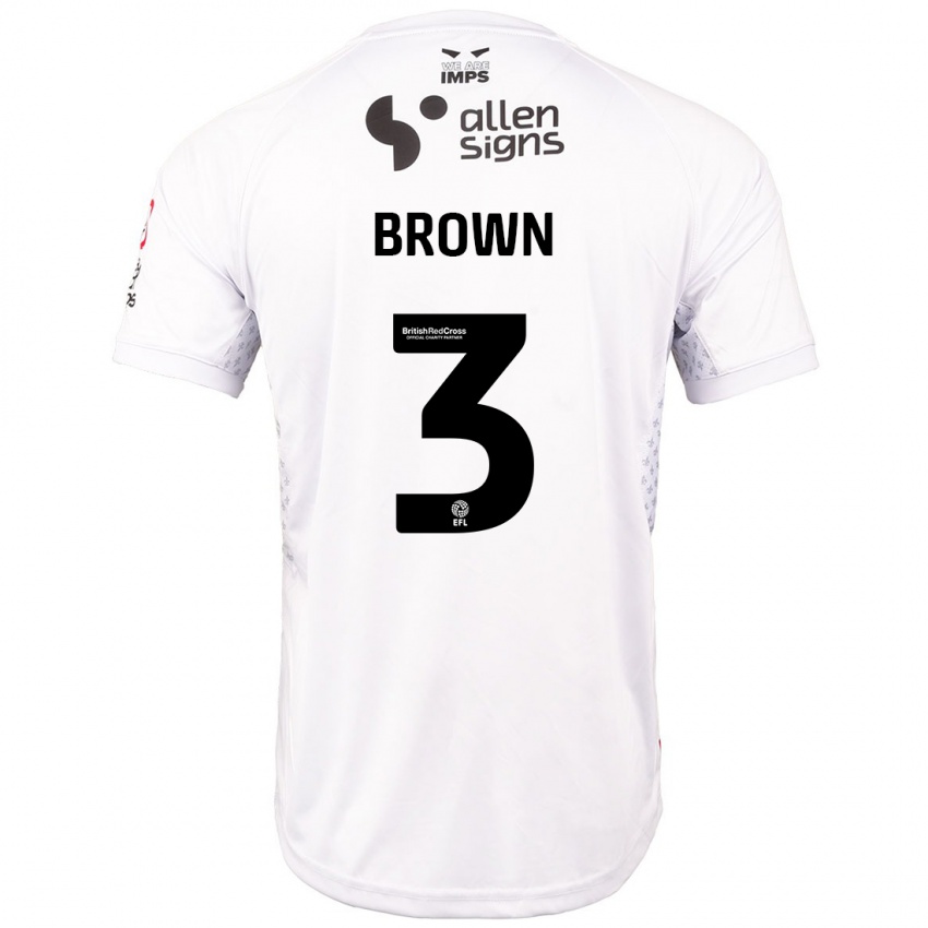 Niño Camiseta Jaden Brown #3 Rojo Blanco 2ª Equipación 2024/25 La Camisa