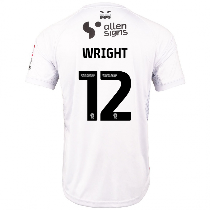 Niño Camiseta Jordan Wright #12 Rojo Blanco 2ª Equipación 2024/25 La Camisa