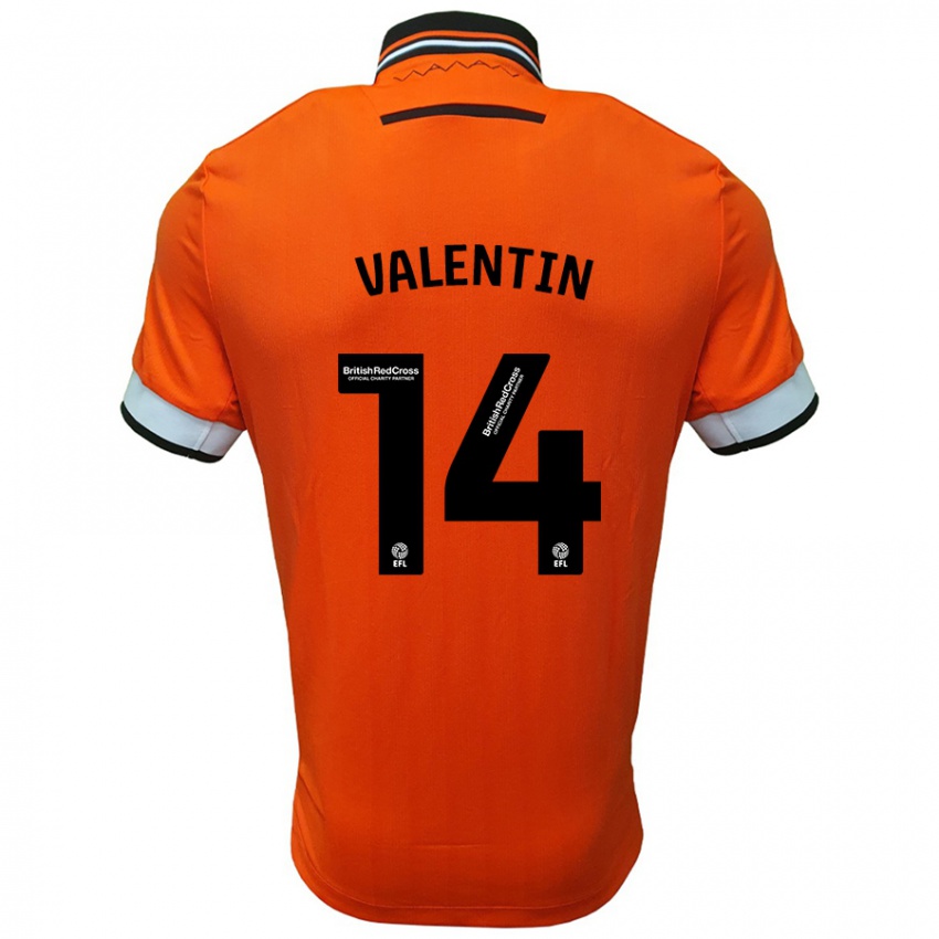 Niño Camiseta Pol Valentín #14 Naranja Blanco 2ª Equipación 2024/25 La Camisa