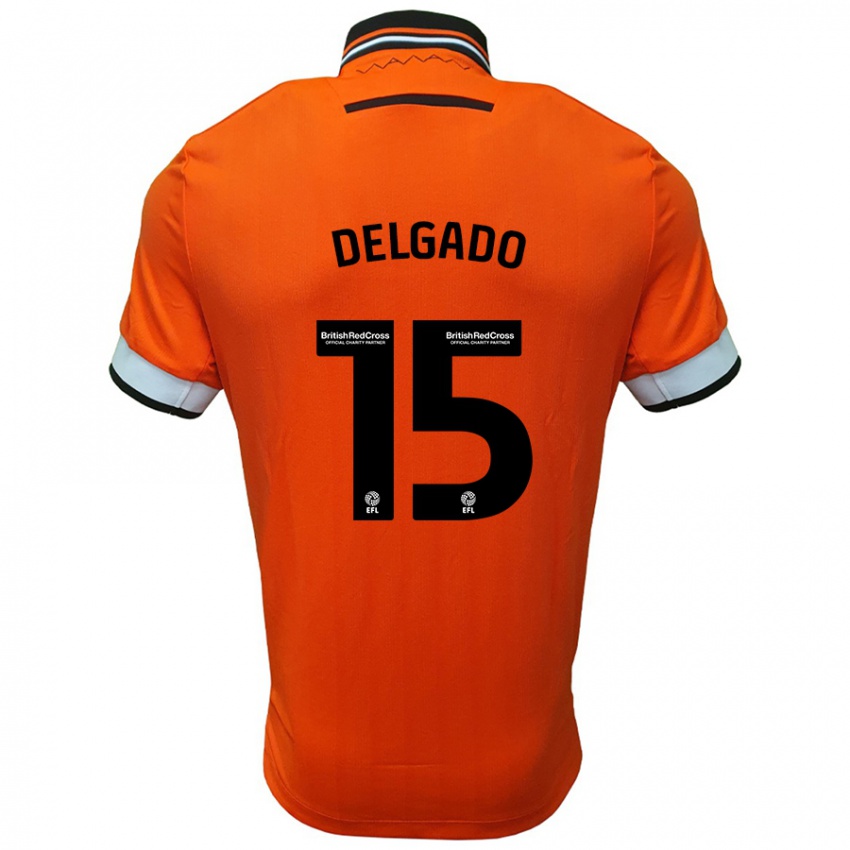 Niño Camiseta Juan Delgado #15 Naranja Blanco 2ª Equipación 2024/25 La Camisa