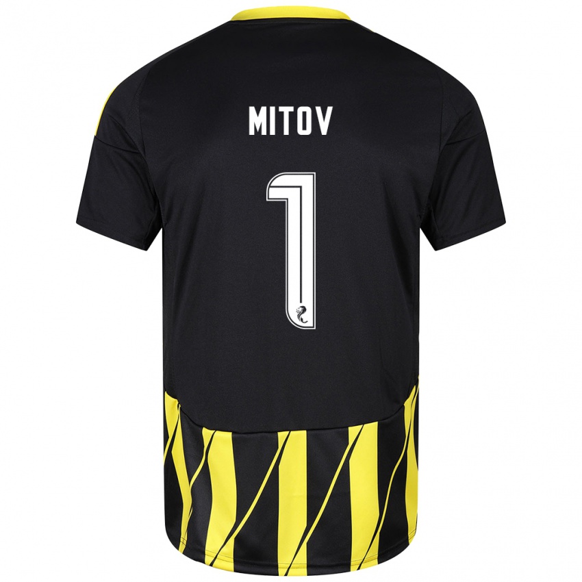 Niño Camiseta Dimitar Mitov #1 Negro Amarillo 2ª Equipación 2024/25 La Camisa