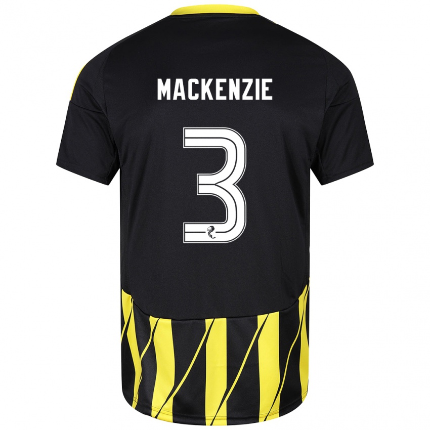 Niño Camiseta Jack Mackenzie #3 Negro Amarillo 2ª Equipación 2024/25 La Camisa