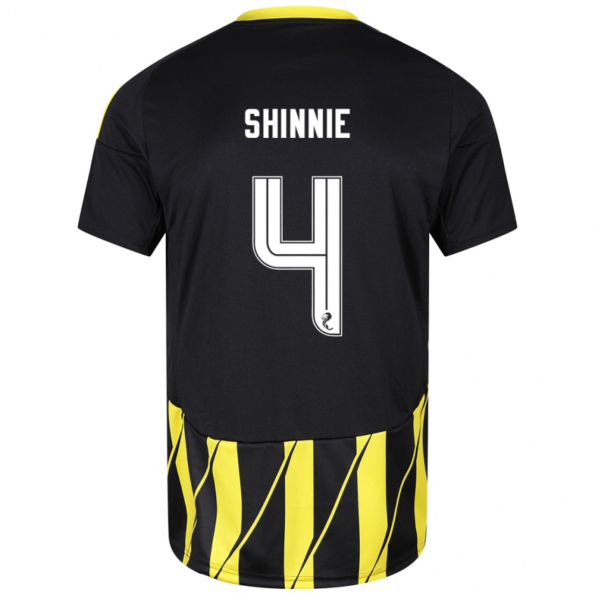 Niño Camiseta Graeme Shinnie #4 Negro Amarillo 2ª Equipación 2024/25 La Camisa