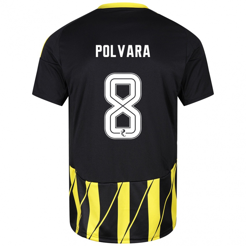 Niño Camiseta Dante Polvara #8 Negro Amarillo 2ª Equipación 2024/25 La Camisa