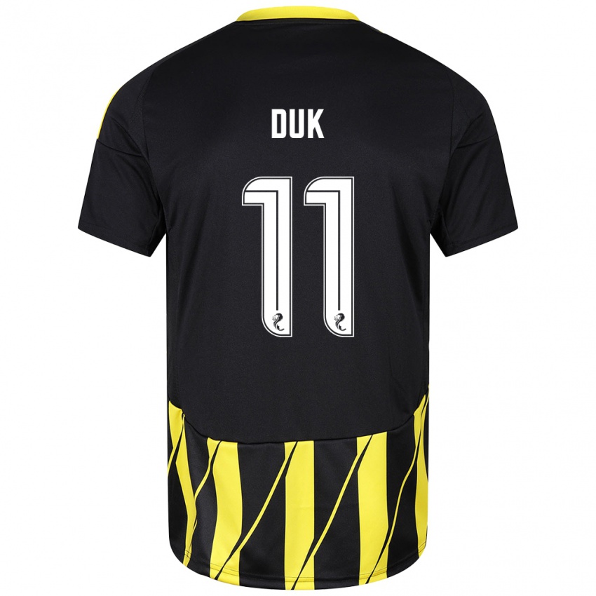 Niño Camiseta Duk #11 Negro Amarillo 2ª Equipación 2024/25 La Camisa