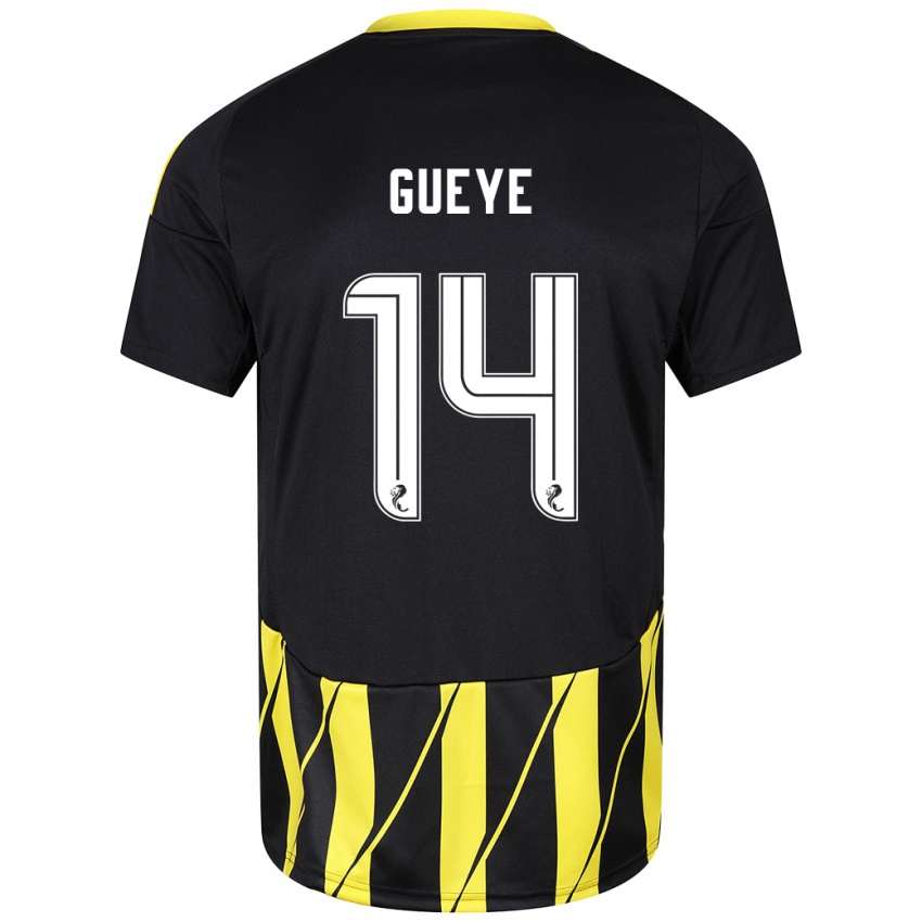 Niño Camiseta Pape Habib Gueye #14 Negro Amarillo 2ª Equipación 2024/25 La Camisa