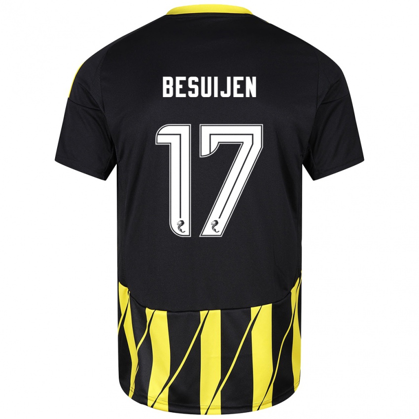 Niño Camiseta Vicente Besuijen #17 Negro Amarillo 2ª Equipación 2024/25 La Camisa