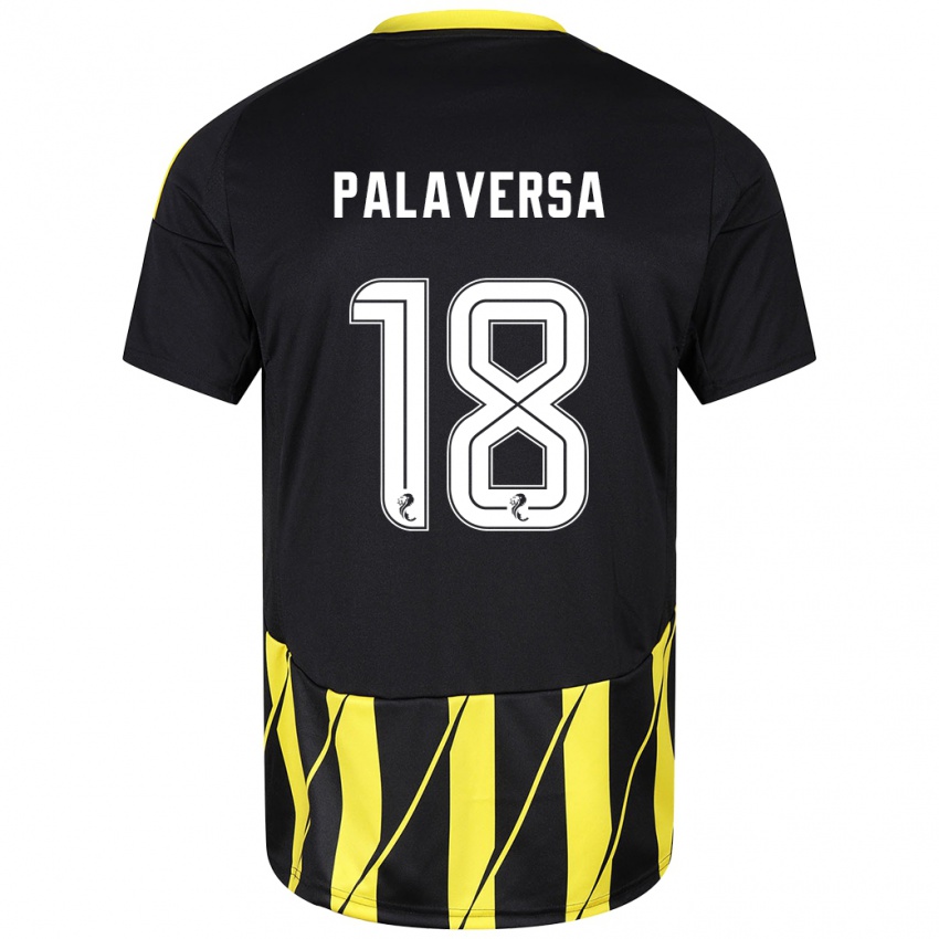 Niño Camiseta Ante Palaversa #18 Negro Amarillo 2ª Equipación 2024/25 La Camisa