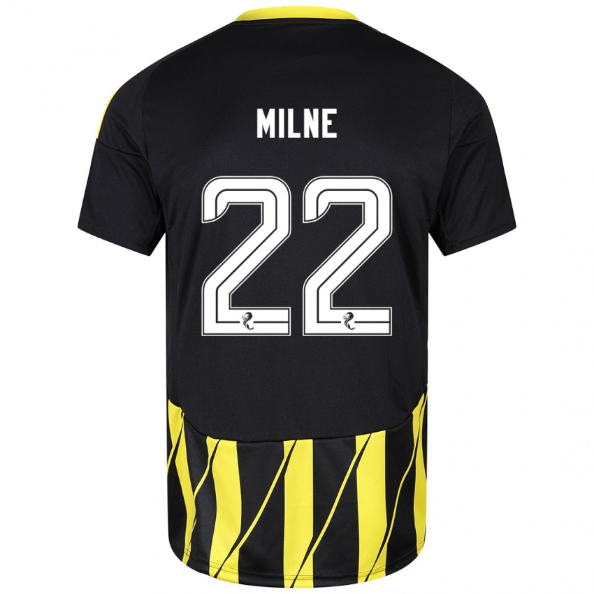 Niño Camiseta Jack Milne #22 Negro Amarillo 2ª Equipación 2024/25 La Camisa