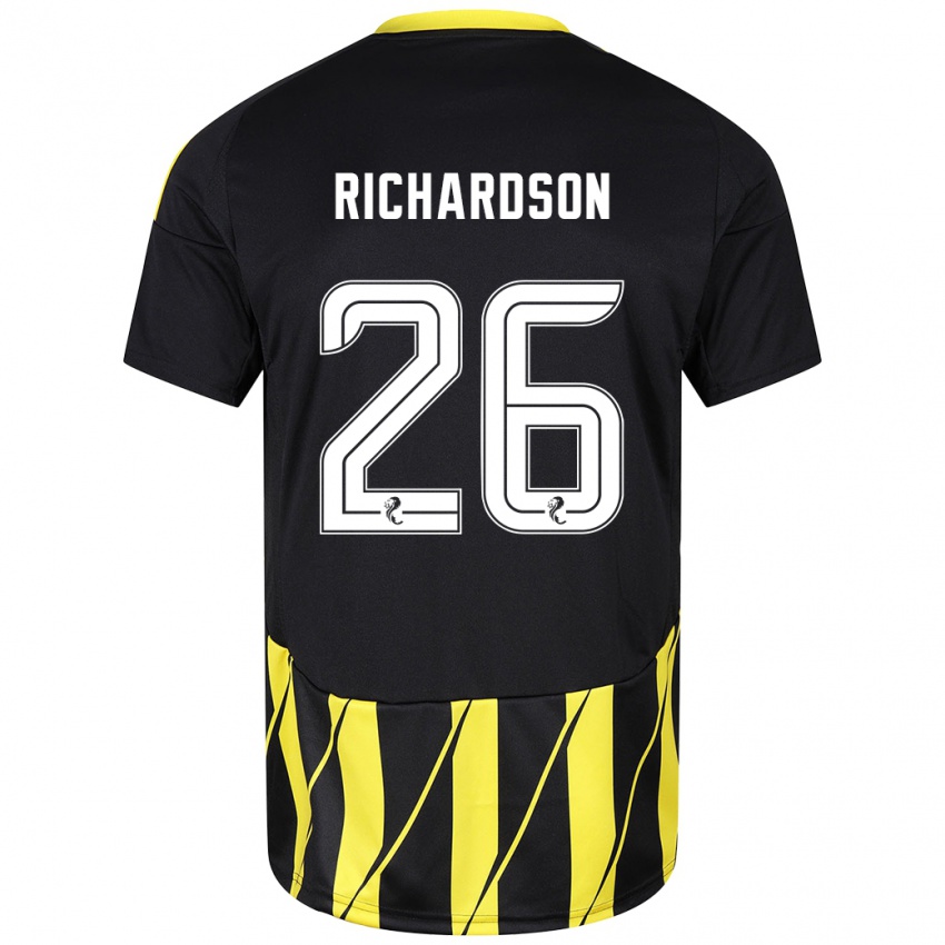 Niño Camiseta Jayden Richardson #26 Negro Amarillo 2ª Equipación 2024/25 La Camisa