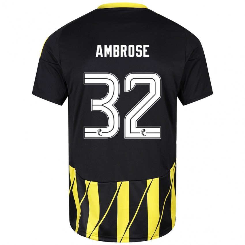 Niño Camiseta Peter Ambrose #32 Negro Amarillo 2ª Equipación 2024/25 La Camisa