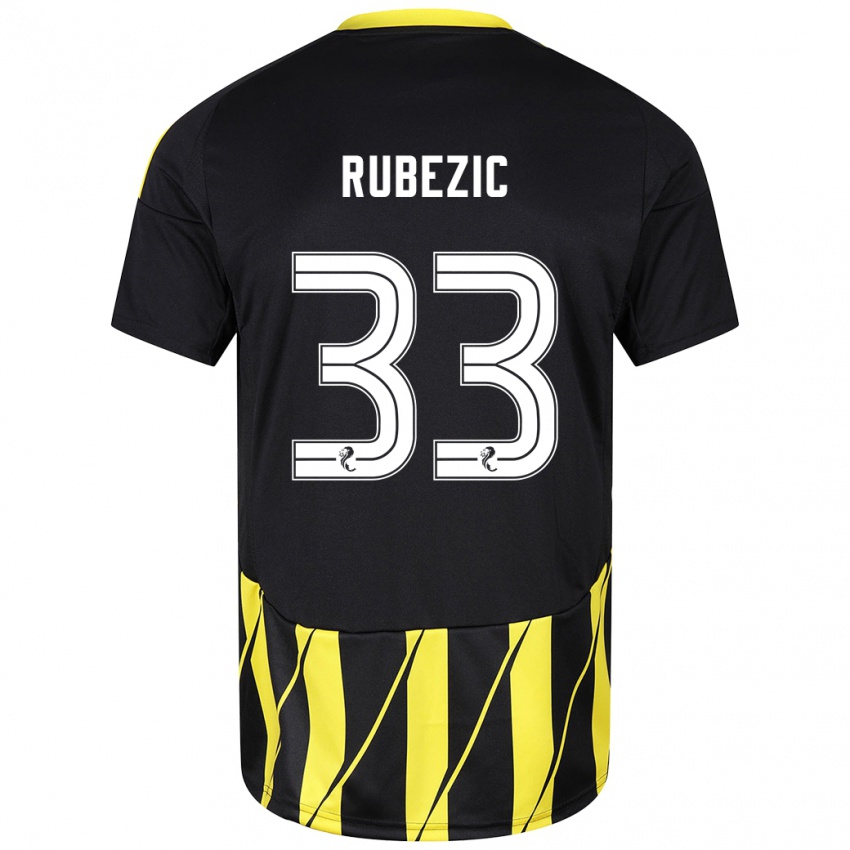 Niño Camiseta Slobodan Rubezic #33 Negro Amarillo 2ª Equipación 2024/25 La Camisa