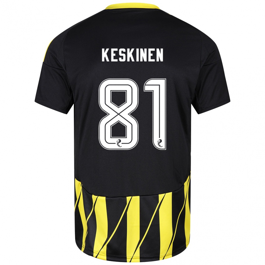 Niño Camiseta Topi Keskinen #81 Negro Amarillo 2ª Equipación 2024/25 La Camisa