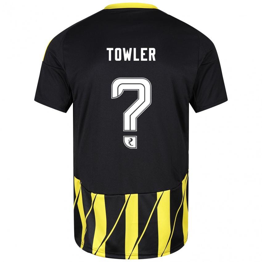 Niño Camiseta Evan Towler #0 Negro Amarillo 2ª Equipación 2024/25 La Camisa