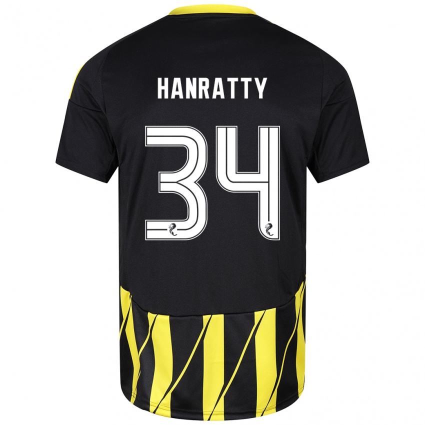 Niño Camiseta Kevin Hanratty #34 Negro Amarillo 2ª Equipación 2024/25 La Camisa