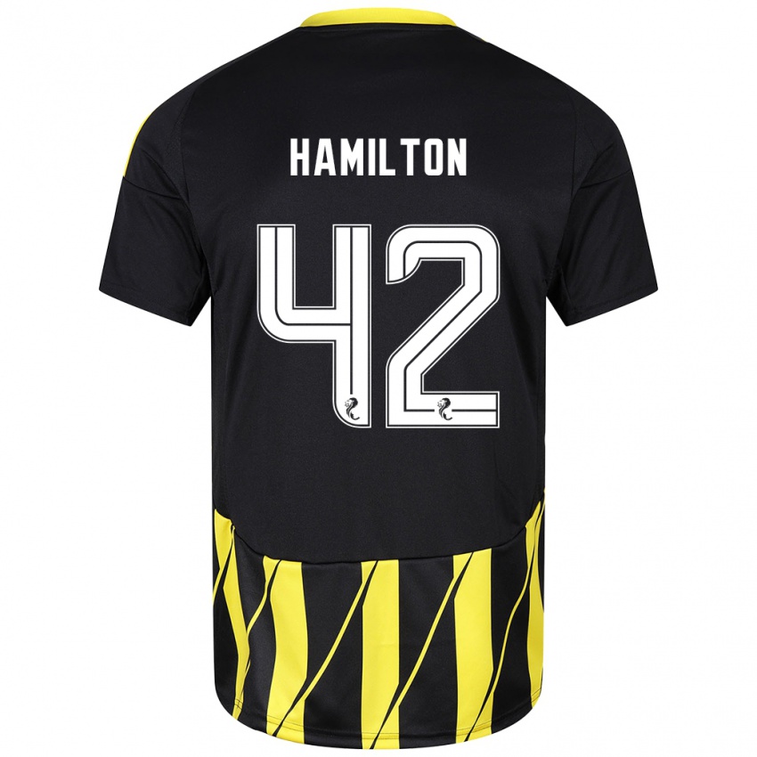 Niño Camiseta Brendan Hamilton #42 Negro Amarillo 2ª Equipación 2024/25 La Camisa