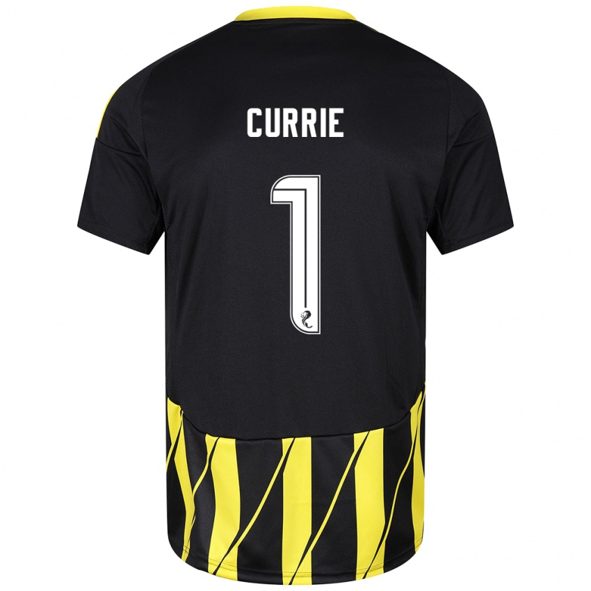 Niño Camiseta Jennifer Currie #1 Negro Amarillo 2ª Equipación 2024/25 La Camisa