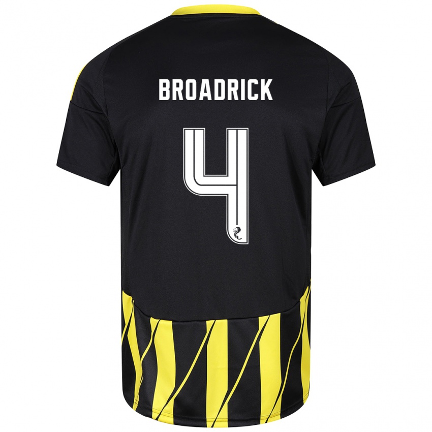 Niño Camiseta Jessica Broadrick #4 Negro Amarillo 2ª Equipación 2024/25 La Camisa